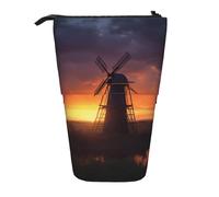 ULKMFFCF Sunset Windmill Printed Standing Telescopic Pencil Case - Cute School Pencil Pouch, Makeup Bag, Cosmetic Bag, Pen Holder