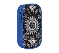ULKMFFCF Supernatural Symbols Black Printed Cute Pencil Case Pen Bag,Blue - Large Capacity Students Stationery Pouch Pencil Box for School Office Travel Makeup