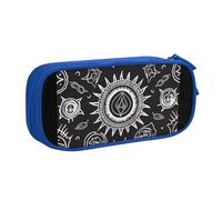 ULKMFFCF Supernatural Symbols Black Printed Pencil Case Pen Bag,Blue - Cute Students Stationery Pouch Pencil Box with Zipper for School Office Travel and Makeup