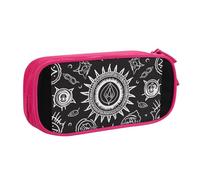 ULKMFFCF Supernatural Symbols Black Printed Pencil Case Pen Bag,Pink - Cute Students Stationery Pouch Pencil Box with Zipper for School Office Travel and Makeup