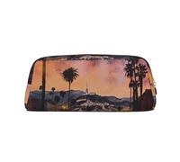ULKMFFCF The Old Hollywood Printed Leather Pencil Case for Students Girls Boys - Cute Gold Zip Pen Pencil Pouch Office School Adult Stationary Organiser Makeup Bag