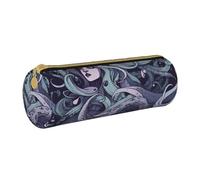 ULKMFFCF The sea Witch Inspired Printed Round Pencil Case - Cute Leather Zip Pouch for School, Office, Travel and Makeup
