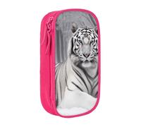 ULKMFFCF The Wild White Tiger Printed Students Pencil Case Pen Bag,Pink - Large Capacity Stationery Pouch Pencil Box with Zipper for School Office Travel and Makeup