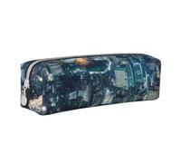 ULKMFFCF Tokyo City Printed Leather Pencil Case - Cute Zip Pouch for School, Office, Travel and Makeup