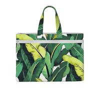 ULKMFFCF Tropical Banana Palm Leaves Printed Canvas Document Bag Zipper File Tote Bag Handbag Briefcase with Handle for School Office Travel