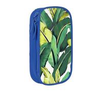 ULKMFFCF Tropical Banana Palm Leaves Printed Cute Pencil Case Pen Bag,Blue - Large Capacity Students Stationery Pouch Pencil Box for School Office Travel Makeup