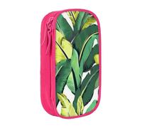 ULKMFFCF Tropical Banana Palm Leaves Printed Cute Pencil Case Pen Bag,Pink - Large Capacity Students Stationery Pouch Pencil Box for School Office Travel Makeup