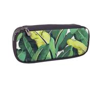 ULKMFFCF Tropical Banana Palm Leaves Printed Pencil Bag Pen Case for Boys Girls - PU Leather Cute Stationery Pouch Holder for School Office Travel Makeup