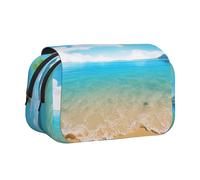 ULKMFFCF Tropical Beach Palm Theme Print Double Layer Pencil Case Flip Pen Pouch Organizer for Students, School Supplies, Travel Organizer