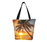ULKMFFCF Tropical Beach Palm Tree Sunset Printed Shoulder Bag for Women Handbag Tote Bag Shopping Bags