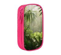 ULKMFFCF Tropical Rainforest Jungle Scene Printed Students Pencil Case Pen Bag,Pink - Large Capacity Stationery Pouch Pencil Box with Zipper for School Office Travel and Makeup