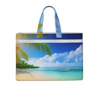 ULKMFFCF Tropical Sunny Beach Printed Canvas Document Bag Zipper File Tote Bag Handbag Briefcase with Handle for School Office Travel