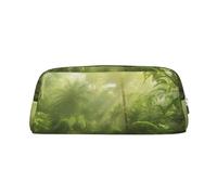 ULKMFFCF Tropical Wilderness Jungle Printed Leather Pencil Case for Students Girls Boys - Cute Silver Zip Pen Pencil Pouch Office School Adult Stationary Organiser Makeup Bag