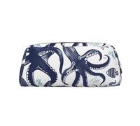 ULKMFFCF Turtle Octopus Pattern Sea Theme Printed Leather Pencil Case for Students Girls Boys - Cute Gold Zip Pen Pencil Pouch Office School Adult Stationary Organiser Makeup Bag
