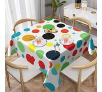 ULKMFFCF Twister Polka Dots Printed Square Tablecloth Table Cover 137x137 CM, Washable Fabric Table Cloth Decorative for Kitchen Dining Parties Weddings Festivals