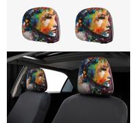 ULKMFFCF Universal 2-Pack Car Seat Headrest Covers with abstract art Pattern for Auto Interior Decoration