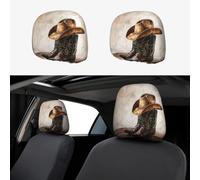 ULKMFFCF Universal 2-Pack Car Seat Headrest Covers With Cowboy Hat And Boots Pattern For Auto Interior Decoration
