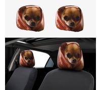 ULKMFFCF Universal 2-Pack Car Seat Headrest Covers With Depressed Chihuahua Pattern For Auto Interior Decoration