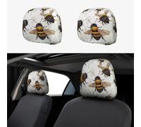 ULKMFFCF Universal 2-Pack Car Seat Headrest Covers With Funny Bees Pattern For Auto Interior Decoration