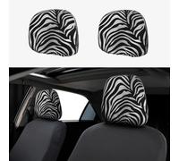 ULKMFFCF Universal 2-Pack Car Seat Headrest Covers With Zebra-Print Pattern For Auto Interior Decoration