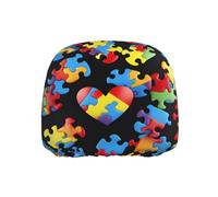 ULKMFFCF Universal Car Seat Headrest Covers with Autism Awareness Puzzle Pieces Heart Pattern for Auto Interior Decoration, 1Pcs