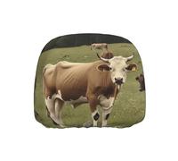 ULKMFFCF Universal Car Seat Headrest Covers with Farm Brown Cow Pattern for Auto Interior Decoration, 1Pcs