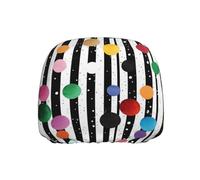 ULKMFFCF Universal Car Seat Headrest Covers with Glitter Rainbow Polka Dot Stripe Black and White Pattern for Auto Interior Decoration, 1Pcs
