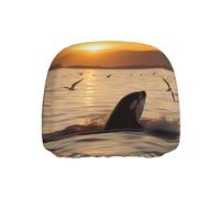ULKMFFCF Universal Car Seat Headrest Covers with Killer Whale Under Sunset Pattern for Auto Interior Decoration, 1Pcs