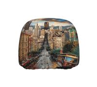 ULKMFFCF Universal Car Seat Headrest Covers with san francisco Pattern for Auto Interior Decoration, 1Pcs