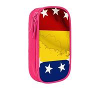 ULKMFFCF Venezuela Flag Printed Cute Pencil Case Pen Bag,Pink - Large Capacity Students Stationery Pouch Pencil Box for School Office Travel Makeup