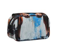 ULKMFFCF Weightlifting Sports Print Double Layer Pencil Case Flip Pen Pouch Organizer for Students, School Supplies, Travel Organizer