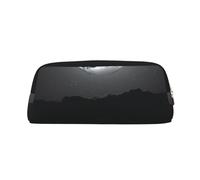 ULKMFFCF Whale Full Moon Printed Leather Pencil Case for Students Girls Boys - Cute Gold Zip Pen Pencil Pouch Office School Adult Stationary Organiser Makeup Bag