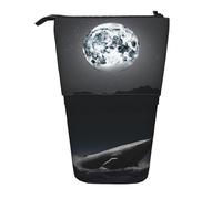 ULKMFFCF Whale Full Moon Printed Standing Telescopic Pencil Case - Cute School Pencil Pouch, Makeup Bag, Cosmetic Bag, Pen Holder