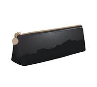 ULKMFFCF Whale Full Moon Printed Triangle Pencil Case - Cute Leather Zip Pouch for School, Office, Travel and Makeup