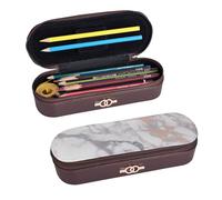 ULKMFFCF White Marble Rose Gold Printed Hard Shell Pencil Case Pen Bag - Pu Leather Students Stationery Pouch Pencil Box with Zipper for School Office Travel and Makeup