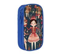 ULKMFFCF Women's Nutcracker Ballet Xmas Dance Cartoon Printed Cute Pencil Case Pen Bag,Blue - Large Capacity Students Stationery Pouch Pencil Box for School Office Travel Makeup