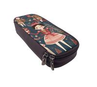 ULKMFFCF Women's Nutcracker Ballet Xmas Dance Cartoon Printed Pencil Case Pen Bag - PU Leather Students Stationery Pouch Pencil Box with Zipper for School Office Travel and Makeup