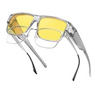 Ulknyss Fit Over Night Driving Glaases - Anti Glare Polarised Night Vision Goggles for Men Women Driving Yellow Night Vision Glasses