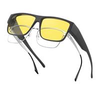 Ulknyss Fit Over Night Driving Glaases - Anti Glare Polarised Night Vision Goggles for Men Women Driving Yellow Night Vision Glasses