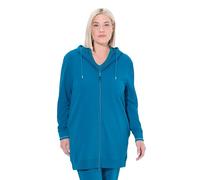 Ulla Popken Womenswear Plus Size Curvy Contrast Piping Zip-Up Hoodie Smoky Blue 50+ 842791760-50+