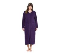 Ulla Popken Bademantel, 2-Wege-Zipper, Frottee, Langarm Bathrobes, Aubergine, 46-48 Women