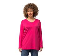 Ulla Popken Women's Basic-V-Shirt, Langarm Long Sleeve Top, Magenta Pink, 16-18