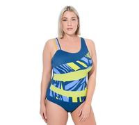 Ulla Popken Fabienne Women's Plus Sizes Plus Size Swimsuit One Shoulder Colourblock, Captain's Blue, 22