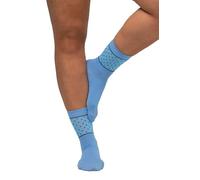 Ulla Popken, Ladies Large Size Stockings Polka Dot Mesh, light blue