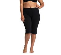 Ulla Popken Ladies Large Sizes Ladies Large Sizes up to 68 Leggings Capri Trousers Plain Easy Care and Comfortable 3/4 Length 567565, Black, 32-34