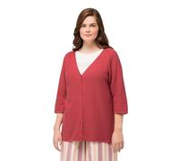 Ulla Popken Women's Short Feminine Cardigan with Button Panel Sweater, Coral, 20-22'