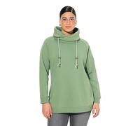 Ulla Popken Ladies Long Sleeve Raglan Long Sleeve Sweatshirt with Wide Stand Collar Pockets Green 58-60 EU, Green, 58-60
