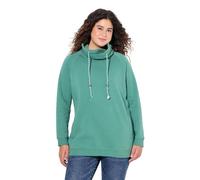Ulla Popken Women's Sweatshirt, Weiter Stehkragen, Taschen, Raglan-Langarm, Green, 46-48