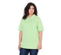 Ulla Popken Ladies Pique Polo Shirt Polo Collar Velvet Button Down Half Sleeve T-Shirts, Green, 40/42 UK