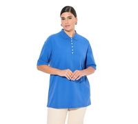 Ulla Popken Women's Poloshirt, Piqué, Polokragen, SAMT-Knopfleiste, Halbarm T-Shirts, Plum Blue, 20 UK/22 UK